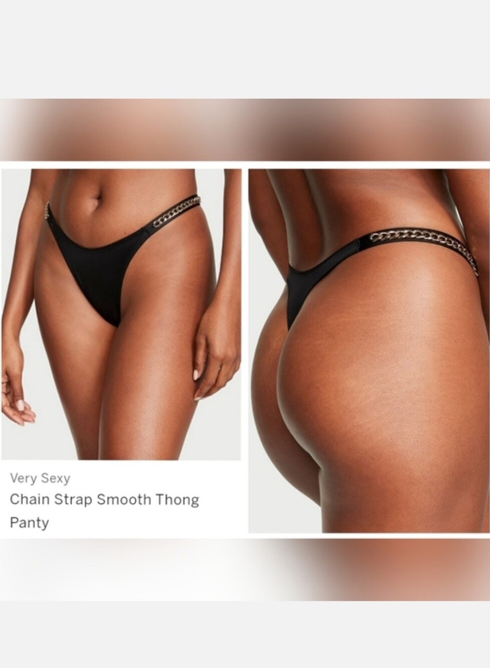 Victoria's secret very sexy chain strap smooth thong panty MEDIUM BLACK
